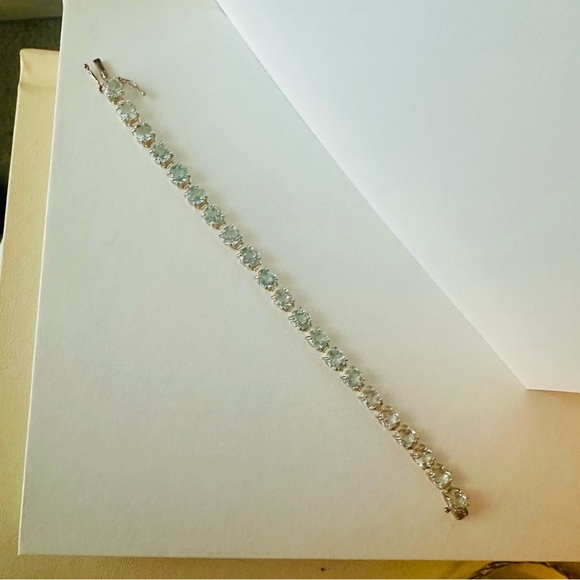 Sparkling Sterling Silver & Blue Topaz Tennis Bracelet, 7” - Picture 6 of 10